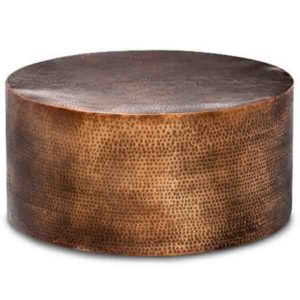 Copper Hammered Wooden Coffee Table