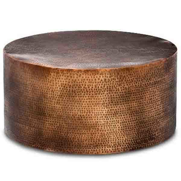 Copper Hammered Wooden Coffee Table